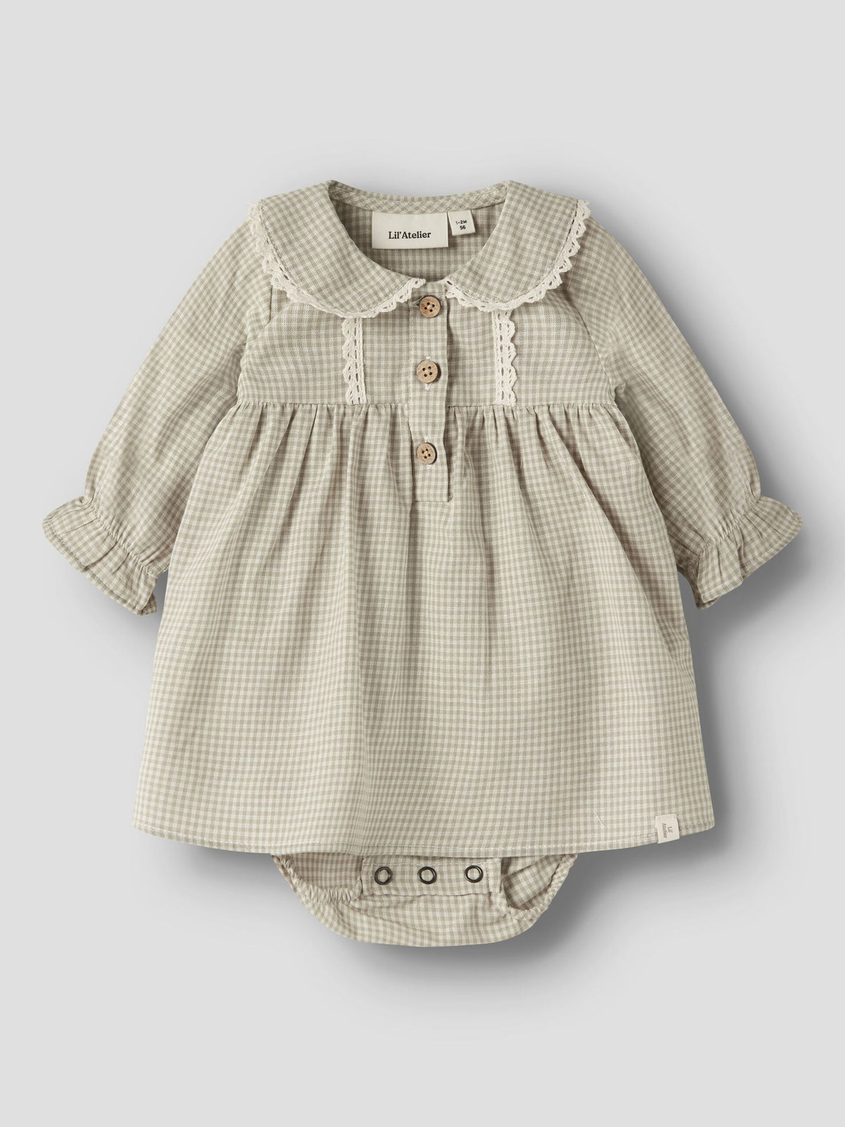 Lil’ Atelier Oleno langermet bodykjole – Moss Gray