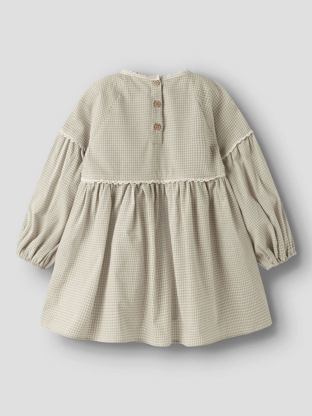 Lil’ Atelier Oleno langermet kjole – Moss Gray