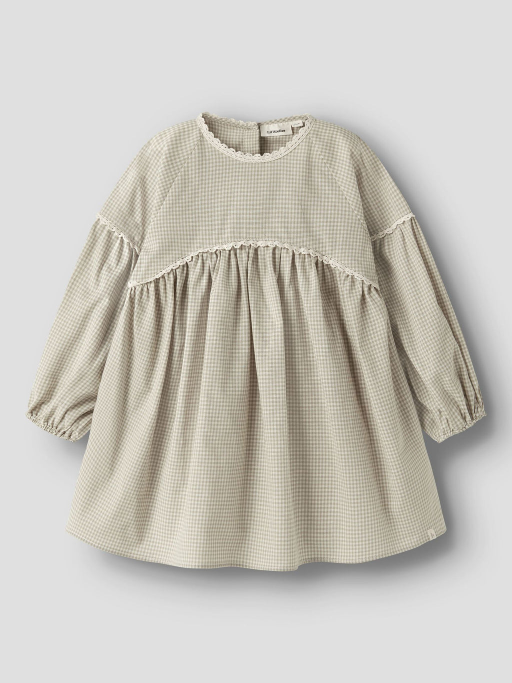 Lil’ Atelier Oleno langermet kjole – Moss Gray
