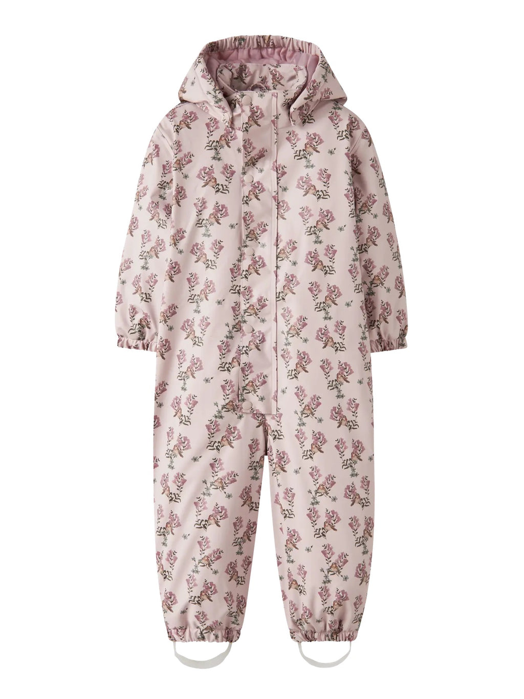 Lil’ Atelier Ladry10 dress, Hushed Violet med blomster og fugler, sett forfra