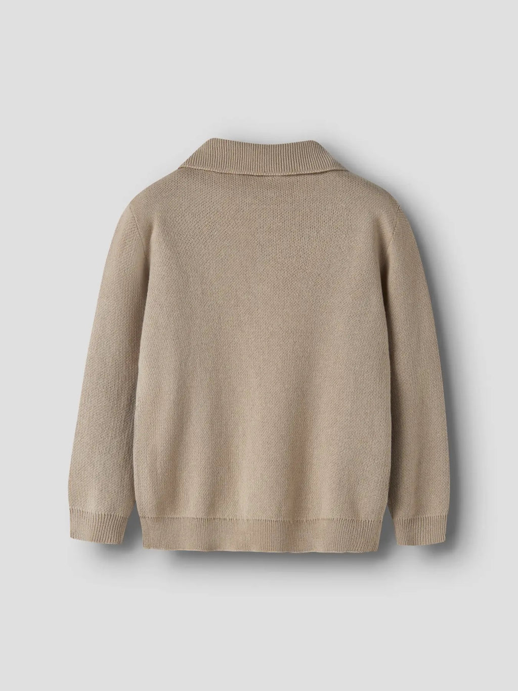 Lil’ Atelier Ronan langermet strikket polo i White Pepper, sett bakfra
