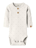 Lil’ Atelier Gago Kip langermet body – Coconut Milk / Sleet Dot, ekte produktbilde