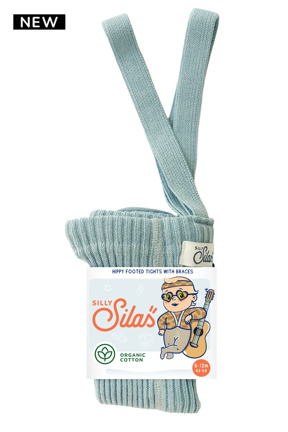 Silly Silas Hippy strømpebukse med fot – Misty Blue